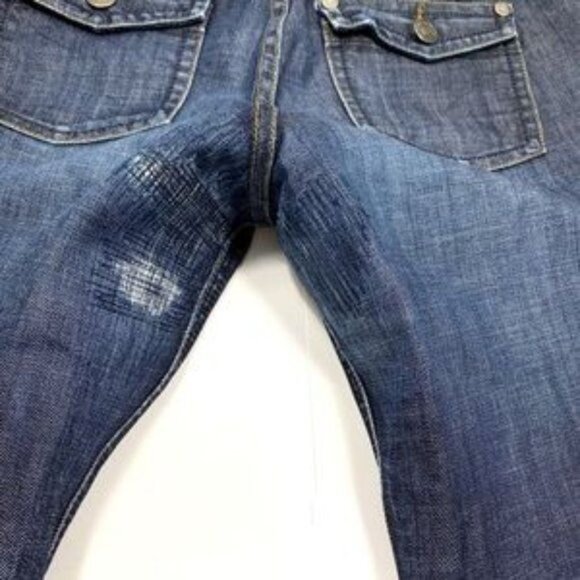 Club Monaco Stove Pipe Jeans Thrashed Distressed Groin Pork Chop Pockets Size 30 - Picture 13 of 16